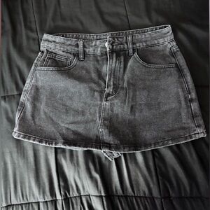 Black Denim Mini Skort